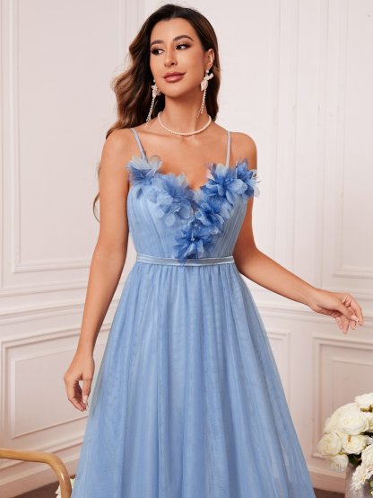 Leely Elegant Spaghetti Straps Sleeveless A-line Party Dress