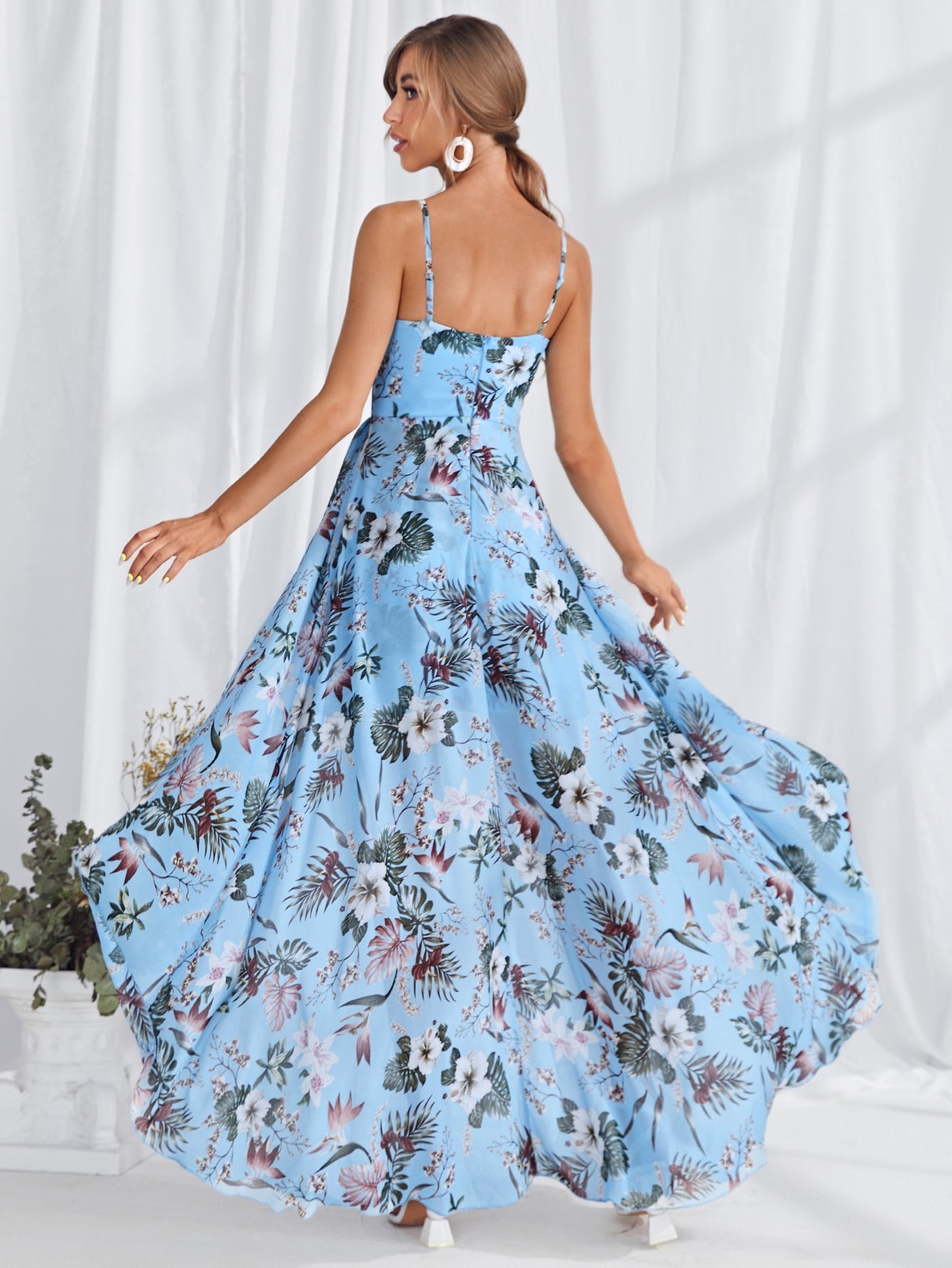 Leely Women's Elegant Spaghetti Straps Sleeveless Party Dress
