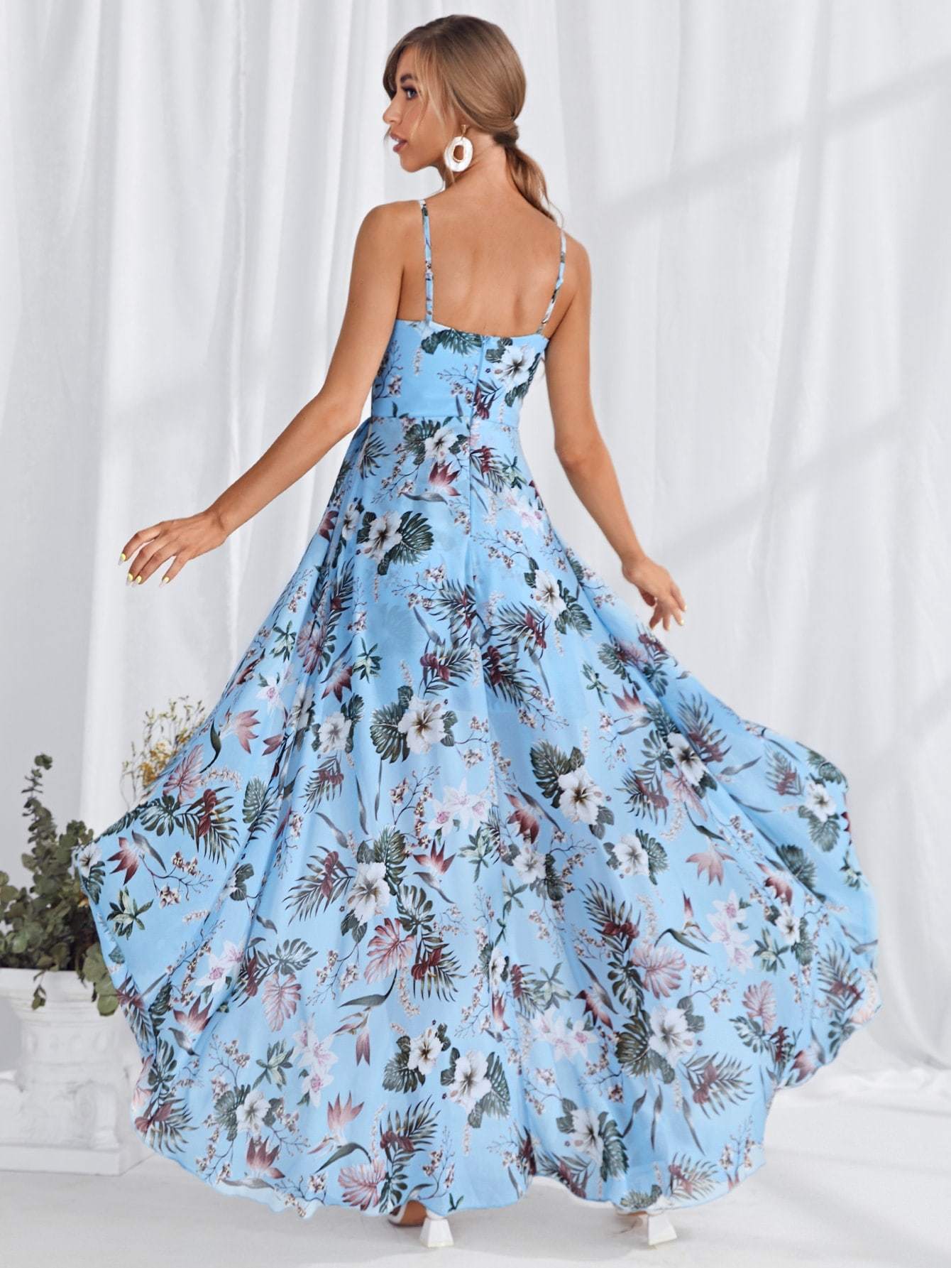 Leely Women's Elegant Spaghetti Straps Sleeveless Party Dress