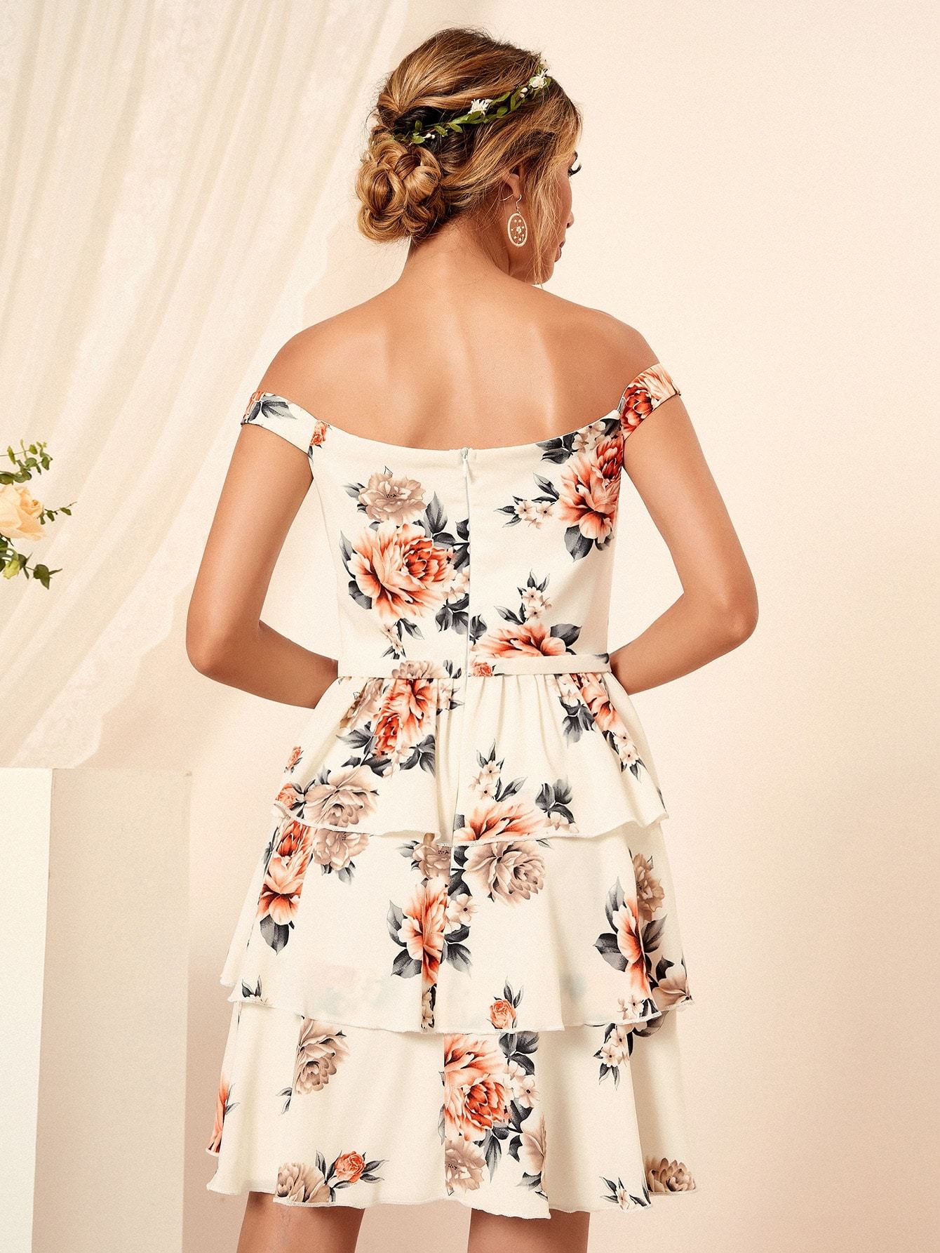 Leely Women's Elegant Off The Shoulder Sleeveless Party Dress
