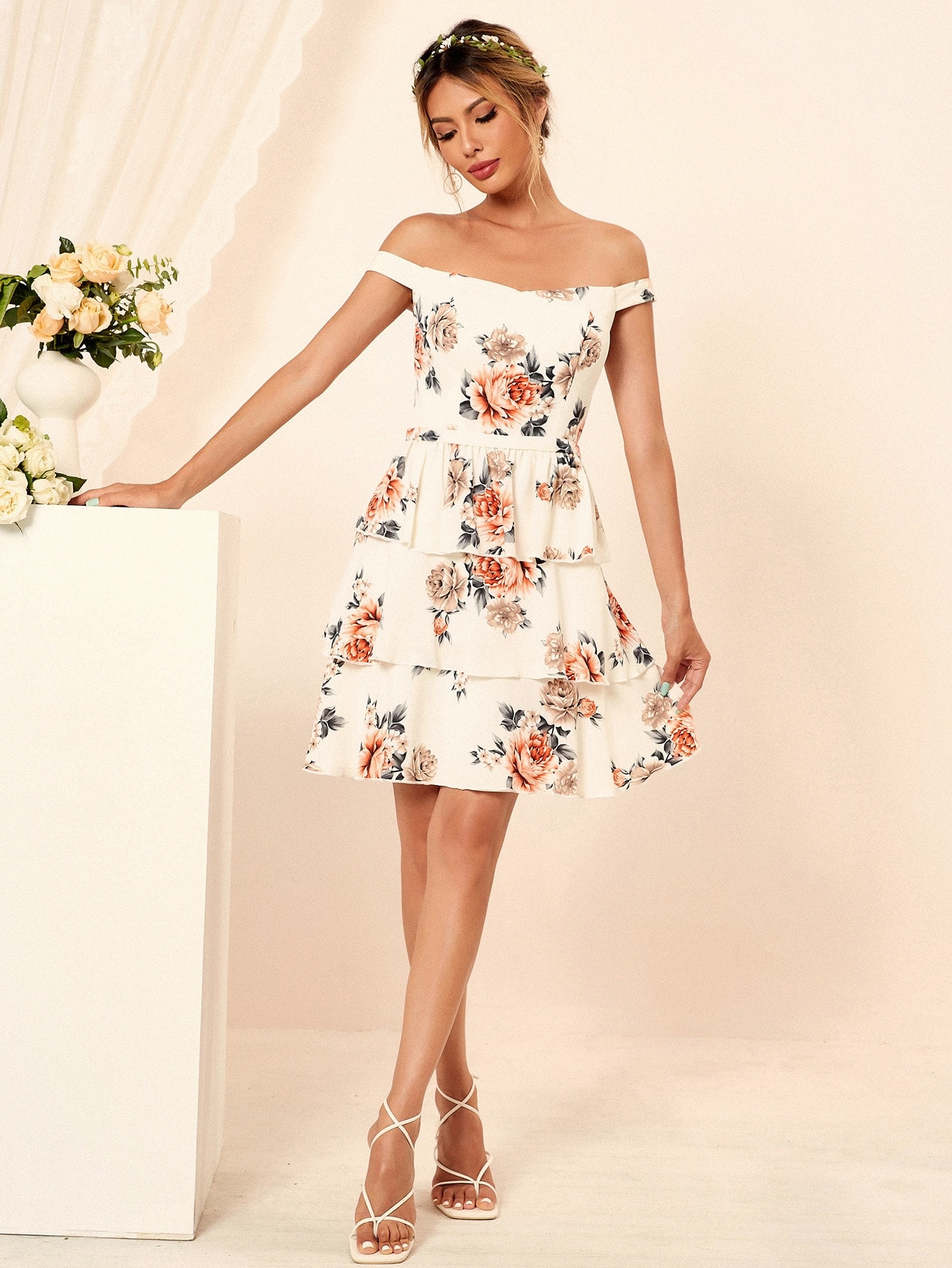 Leely Women's Elegant Off The Shoulder Sleeveless Party Dress