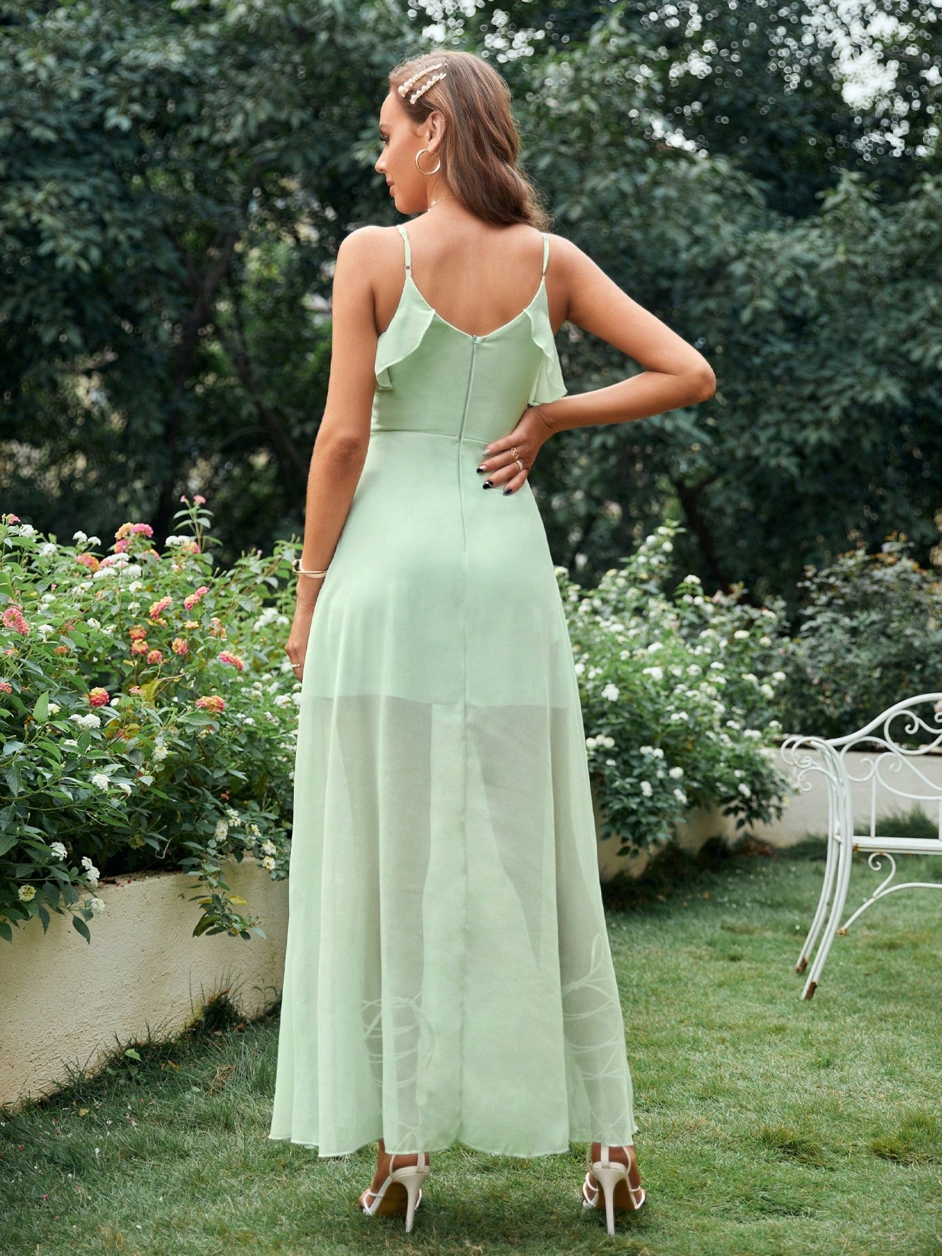 Leely Elegant Spaghetti Straps Sleeveless A-line Party Dress