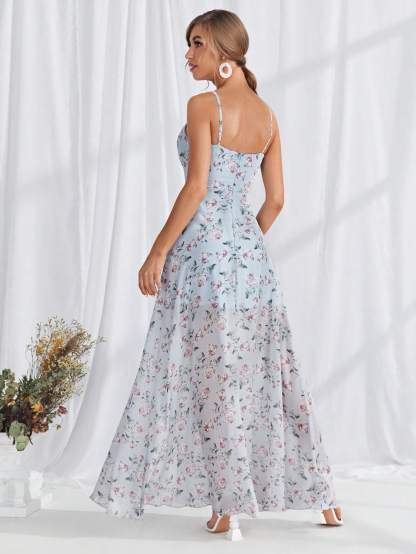 Leely Elegant Spaghetti Straps Sleeveless Party Dress