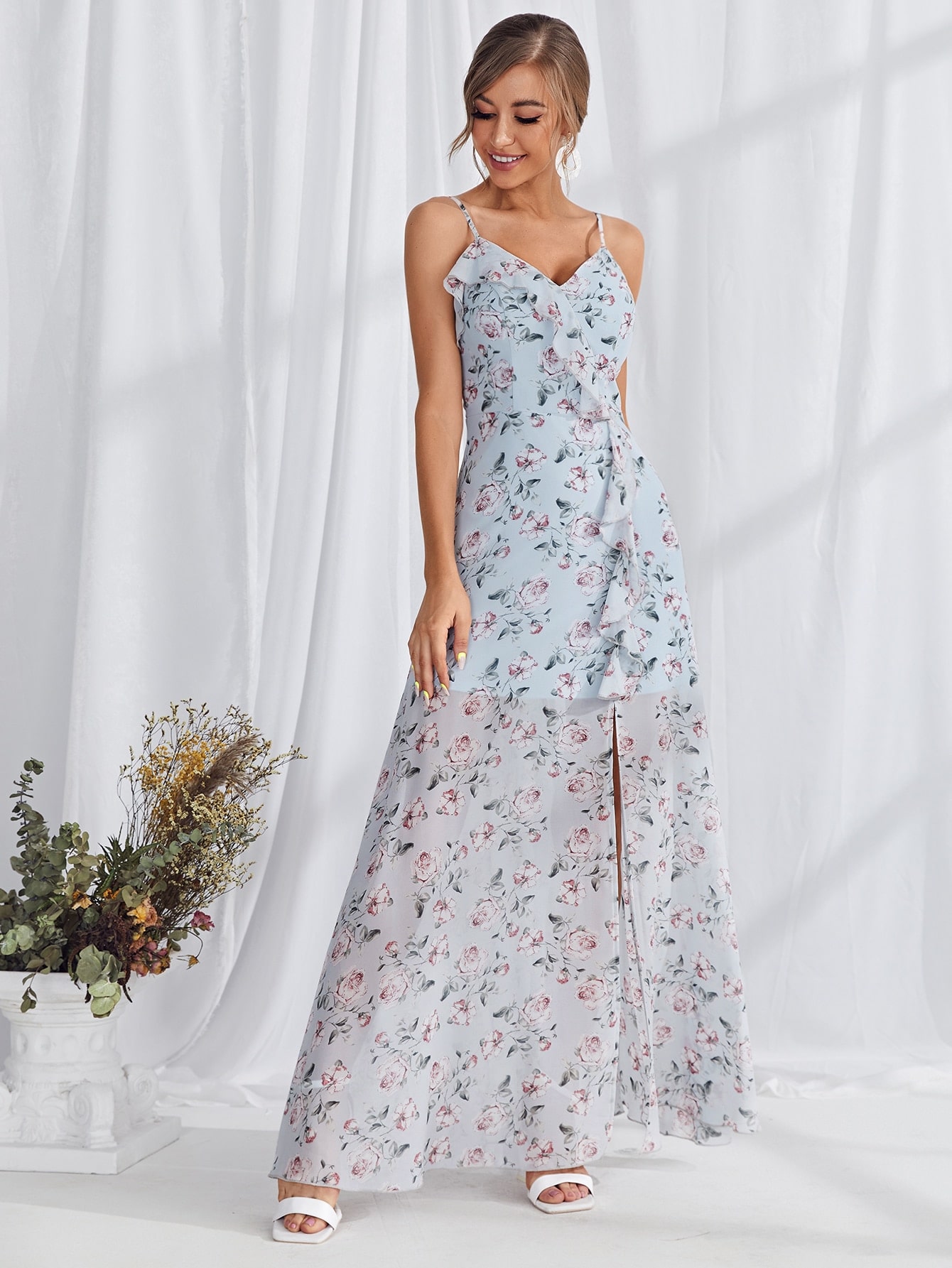 Leely Elegant Spaghetti Straps Sleeveless Party Dress