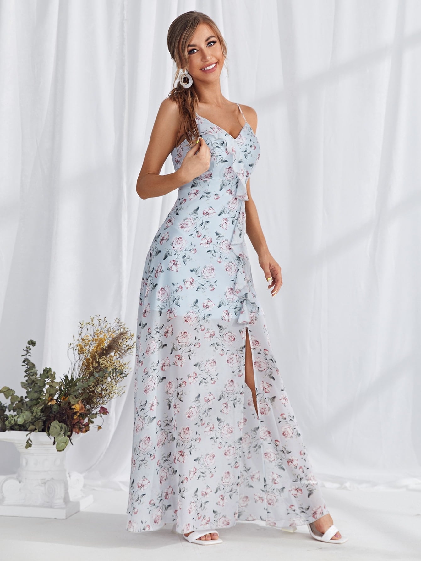 Leely Elegant Spaghetti Straps Sleeveless Party Dress