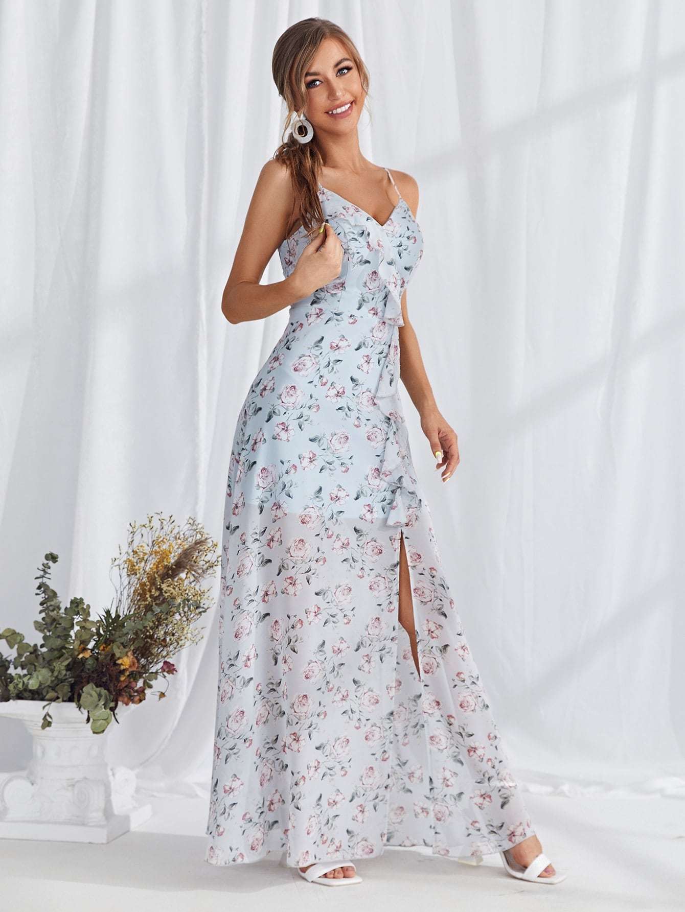 Leely Elegant Spaghetti Straps Sleeveless Party Dress