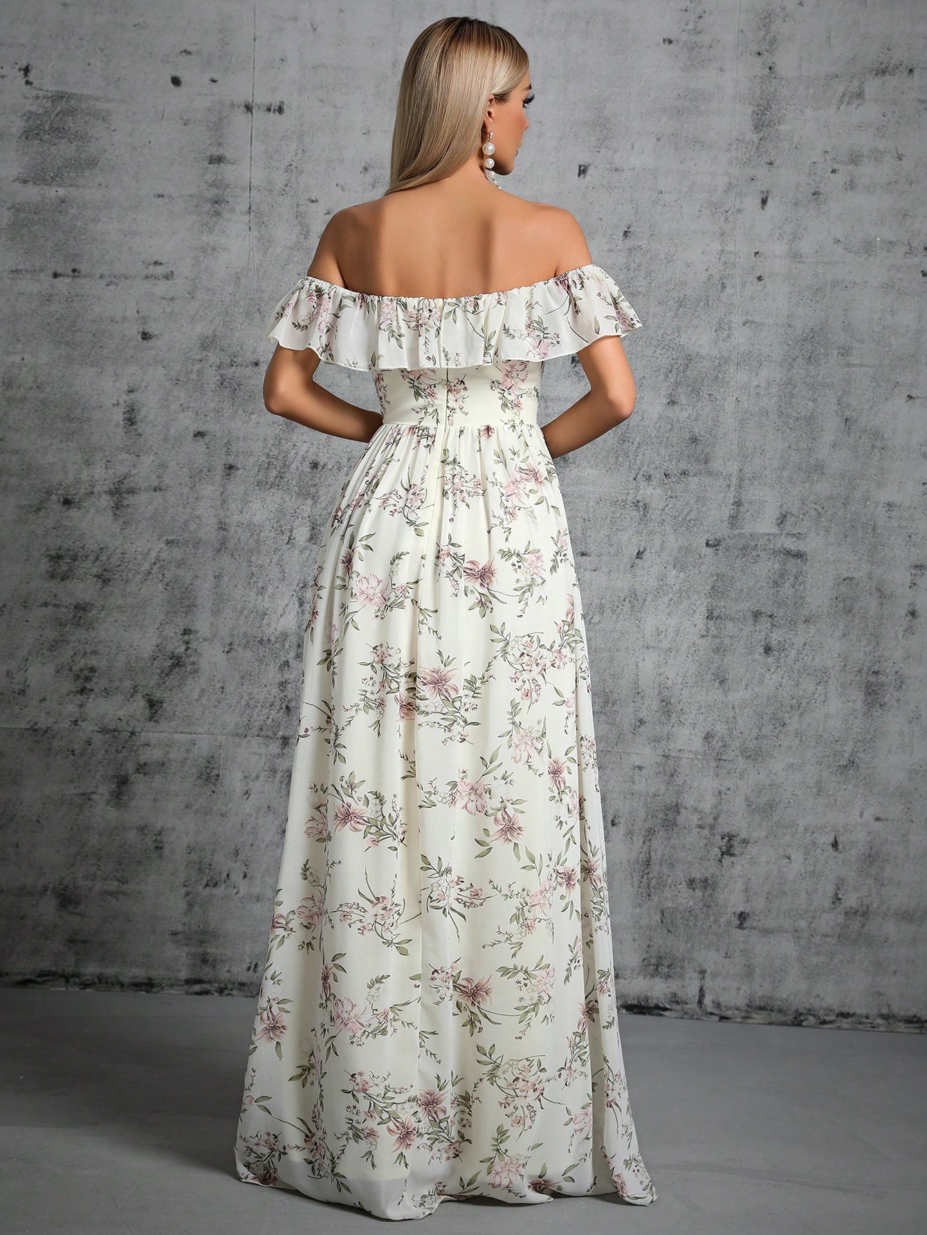 Leely Women's Elegant Off‑the‑Shoulder Sleeveless Print Party Dress