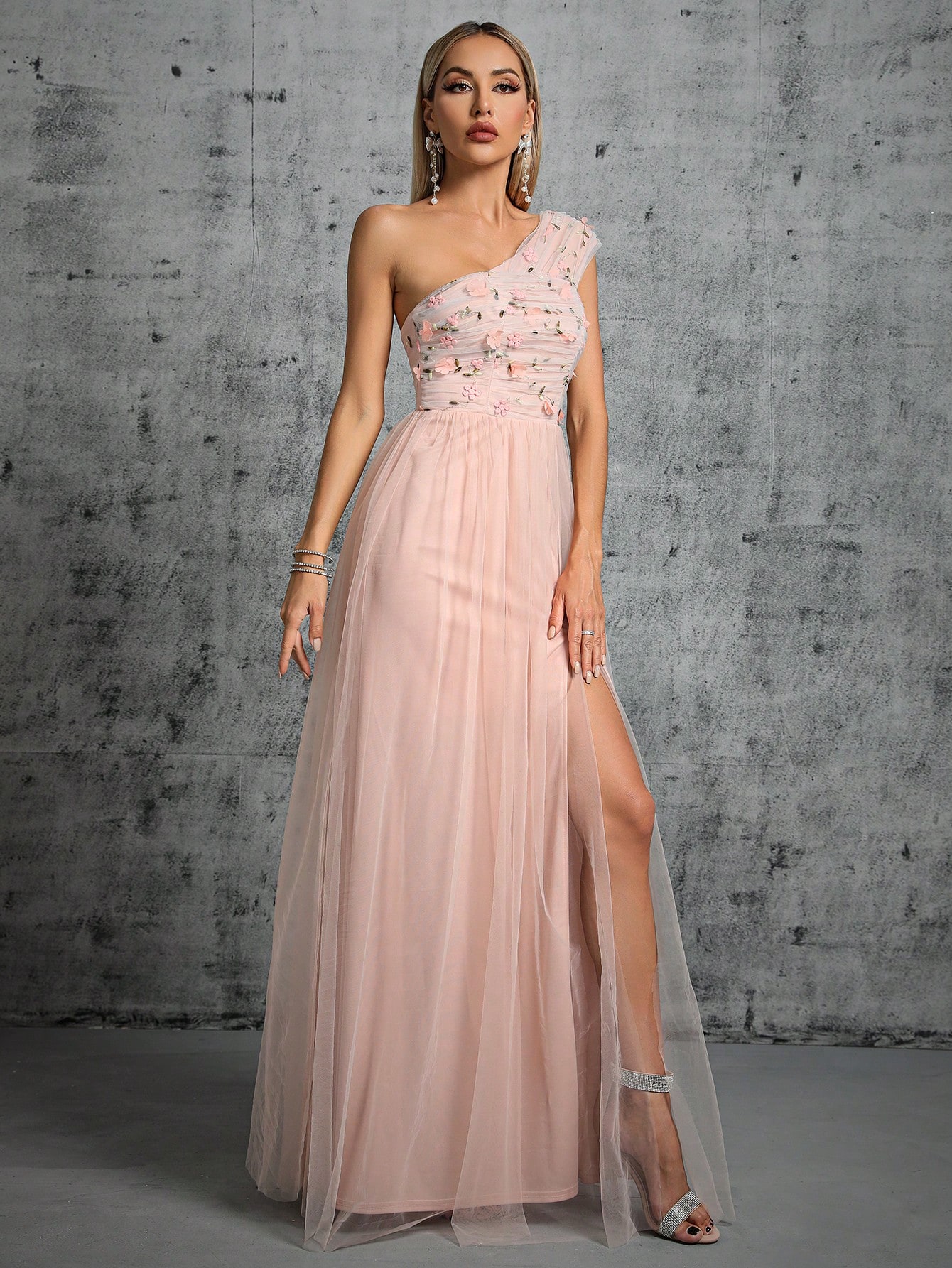 Leely Elegant One Shoulder Sleeveless A-line Party Dress