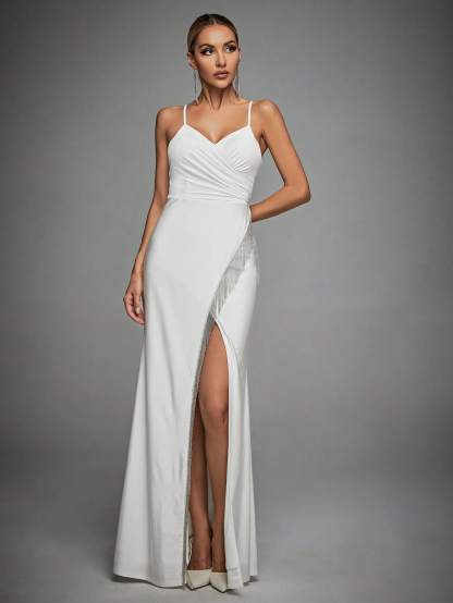 Leely Elegant Spaghetti Straps Sleeveless Party Dress