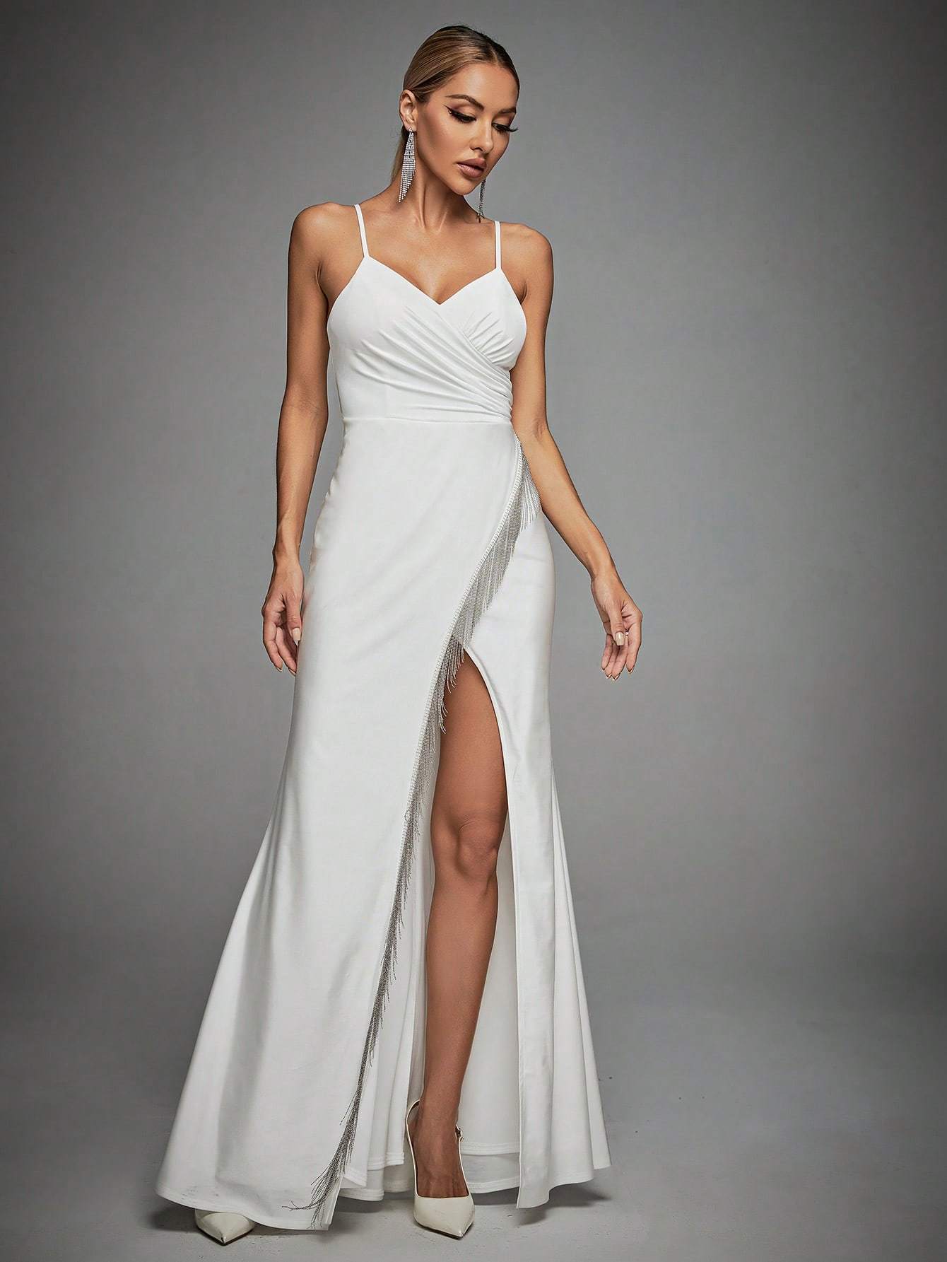 Leely Elegant Spaghetti Straps Sleeveless Party Dress