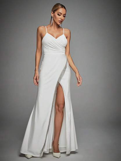 Leely Elegant Spaghetti Straps Sleeveless Party Dress