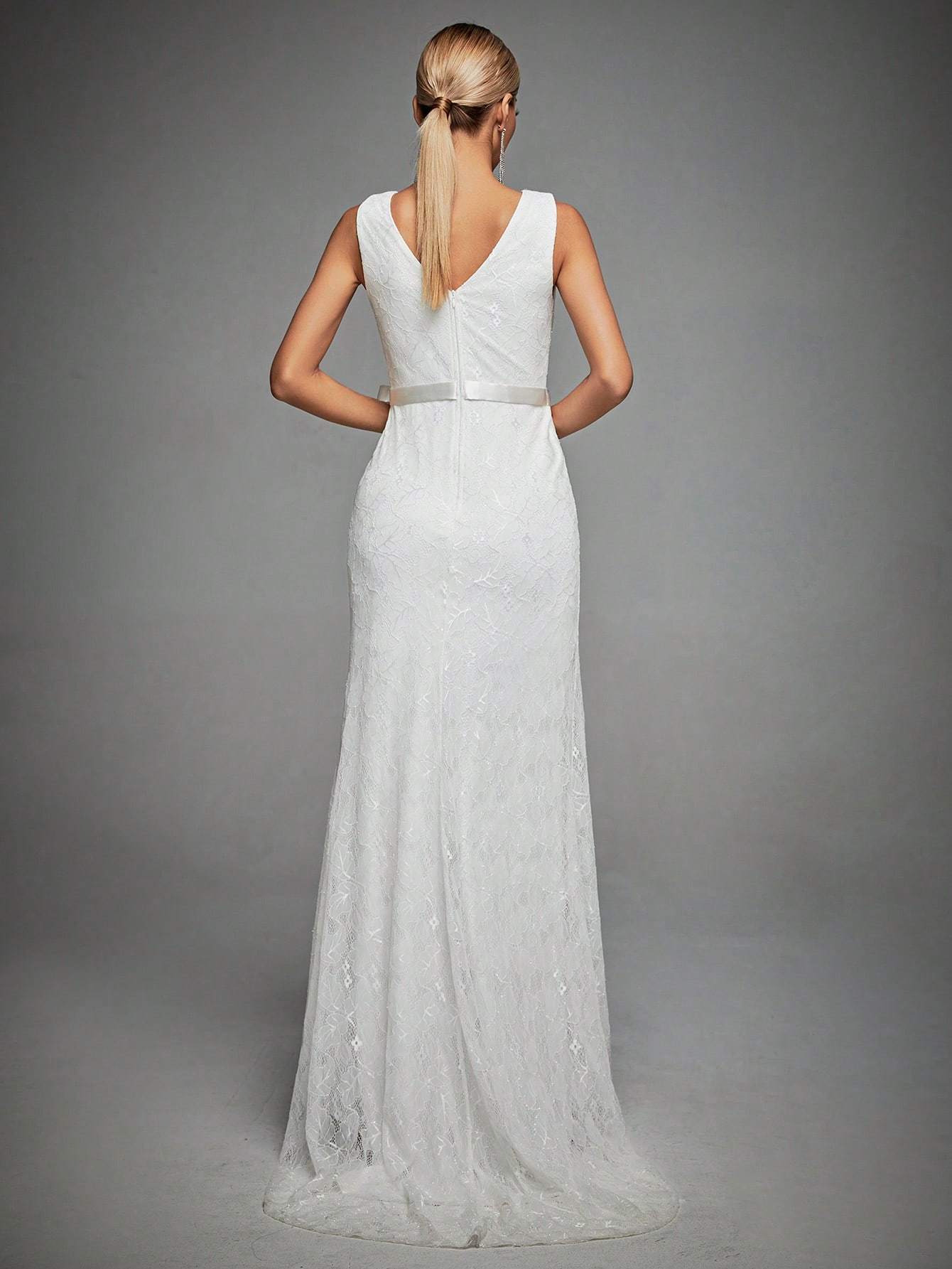 Leely Women's Elegant V Neck Sleeveless Wrap Dress