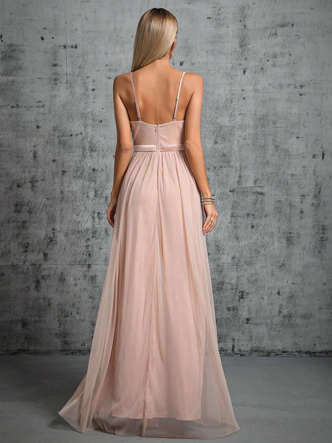 Leely Women's Elegant Spaghetti Straps Sleeveless Party Dress