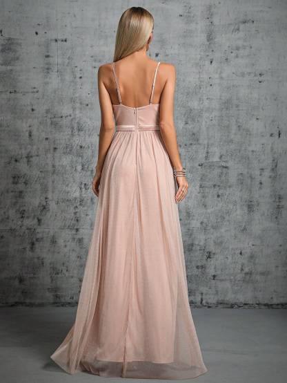 Leely Women's Elegant Spaghetti Straps Sleeveless Party Dress
