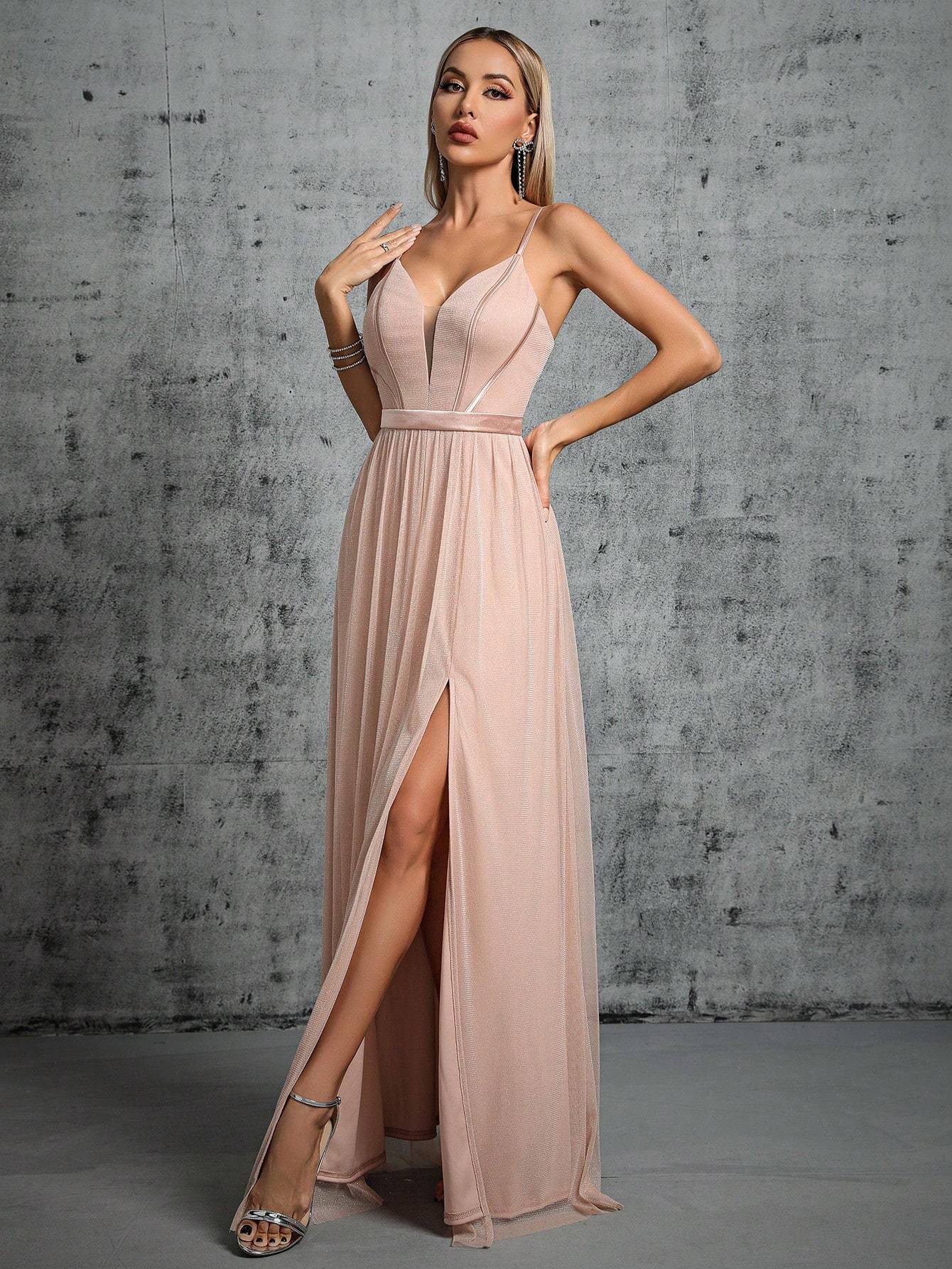 Leely Women's Elegant Spaghetti Straps Sleeveless Party Dress