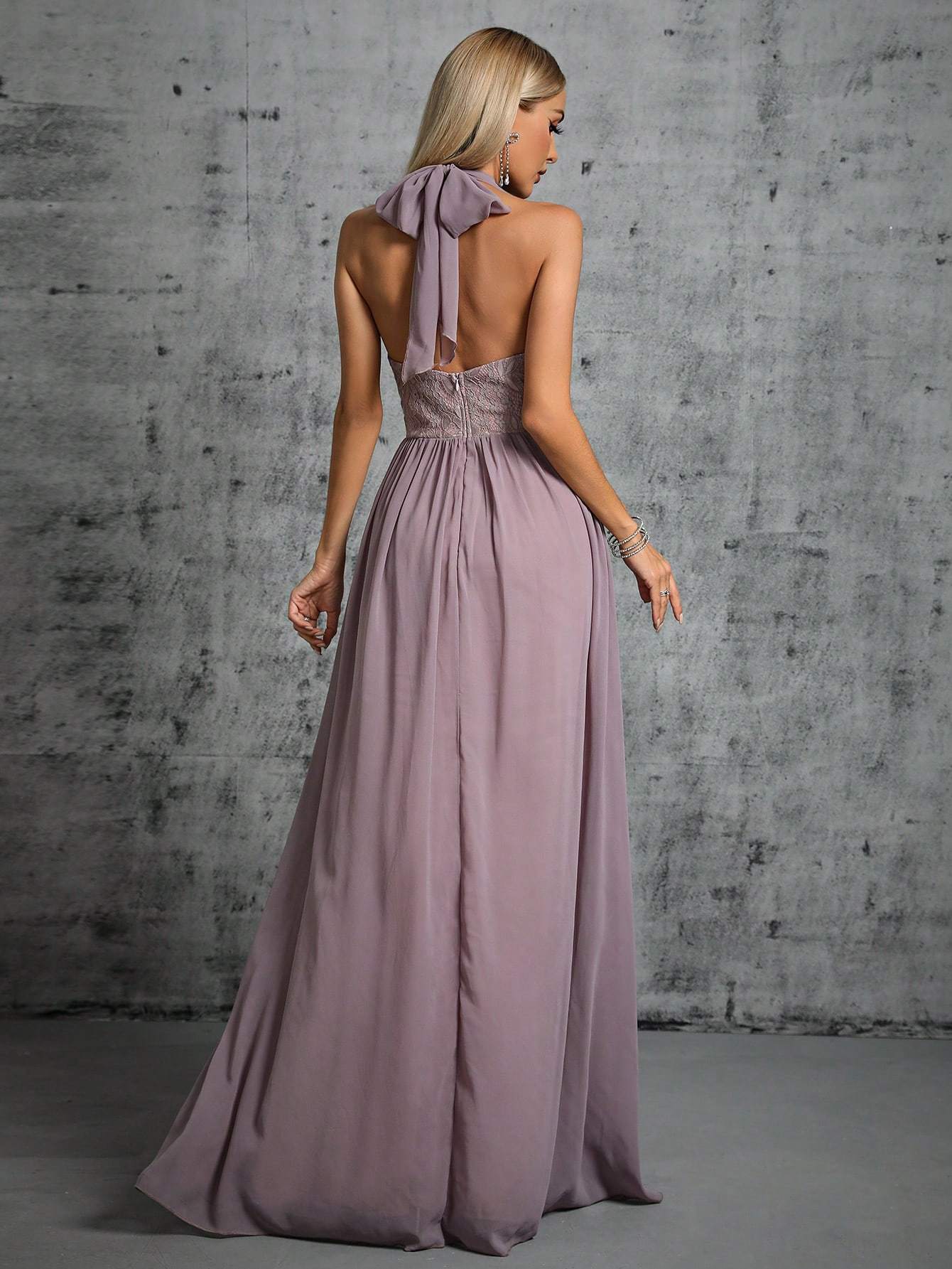 Leely Elegant Halter Sleeveless A-line Party Dress
