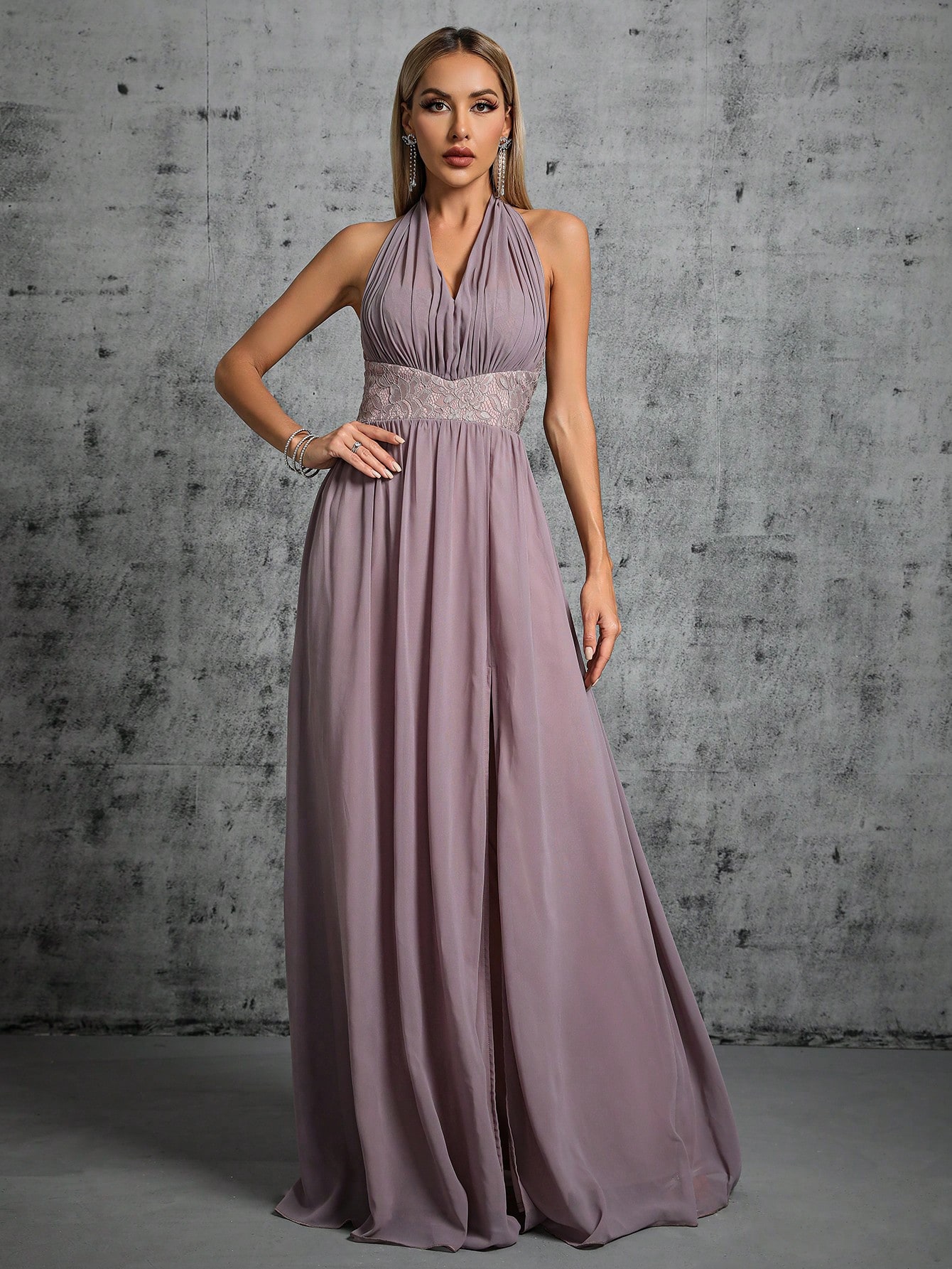 Leely Elegant Halter Sleeveless A-line Party Dress