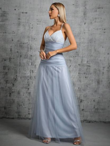 Leely Women's Elegant Spaghetti Straps Sleeveless Party Dress