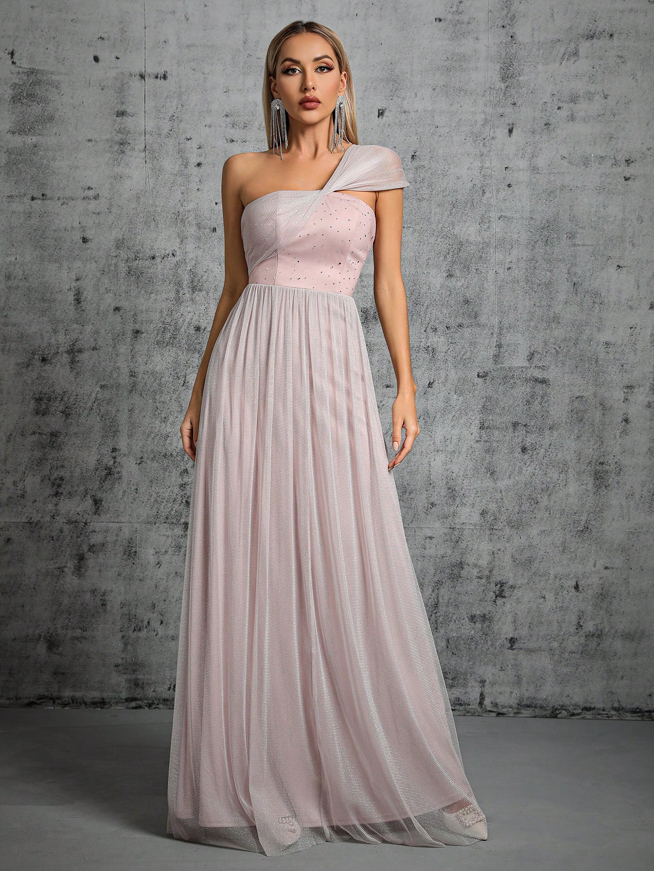 Leely Elegant One Shoulder Sleeveless Regular Party Dress