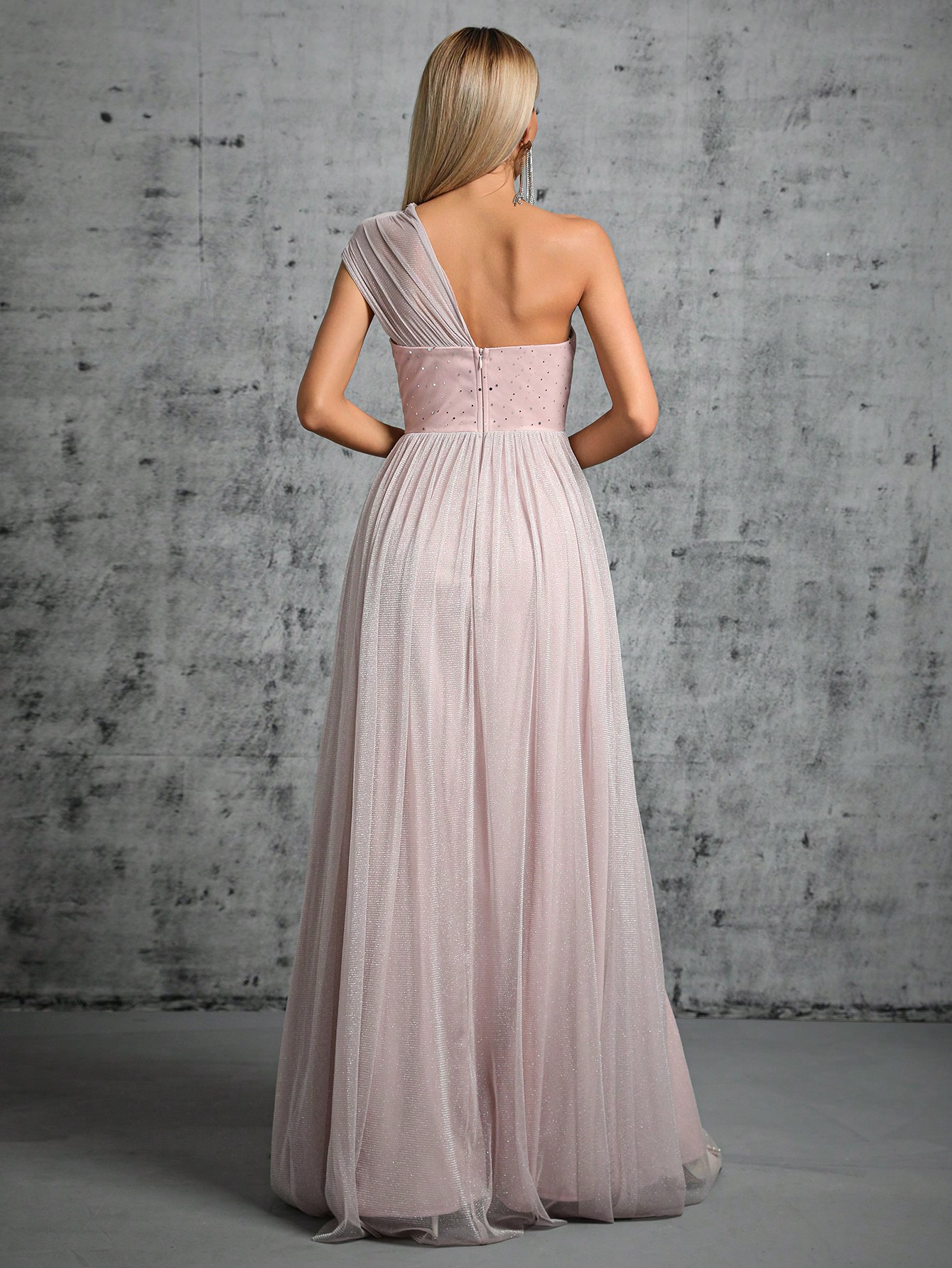 Leely Elegant One Shoulder Sleeveless Regular Party Dress
