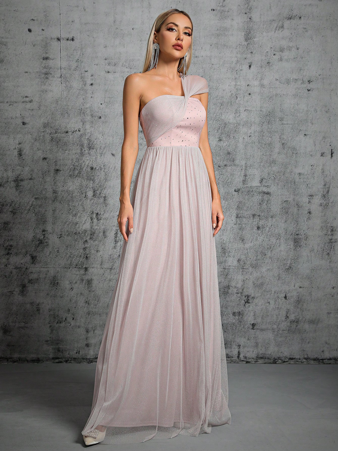 Leely Elegant One Shoulder Sleeveless Regular Party Dress