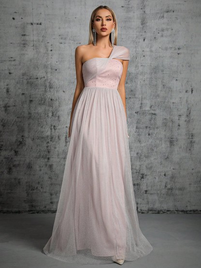 Leely Elegant One Shoulder Sleeveless Regular Party Dress