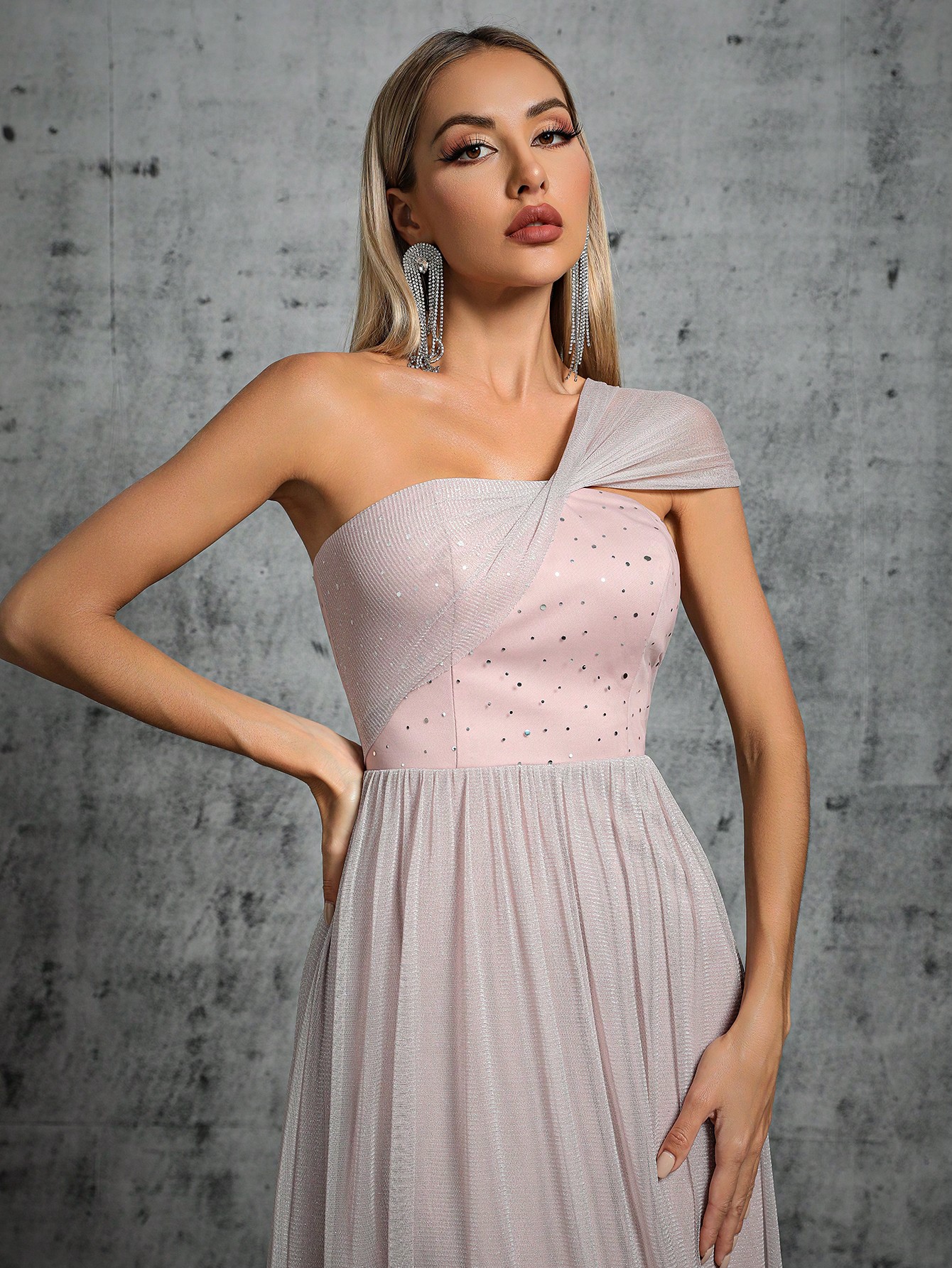 Leely Elegant One Shoulder Sleeveless Regular Party Dress