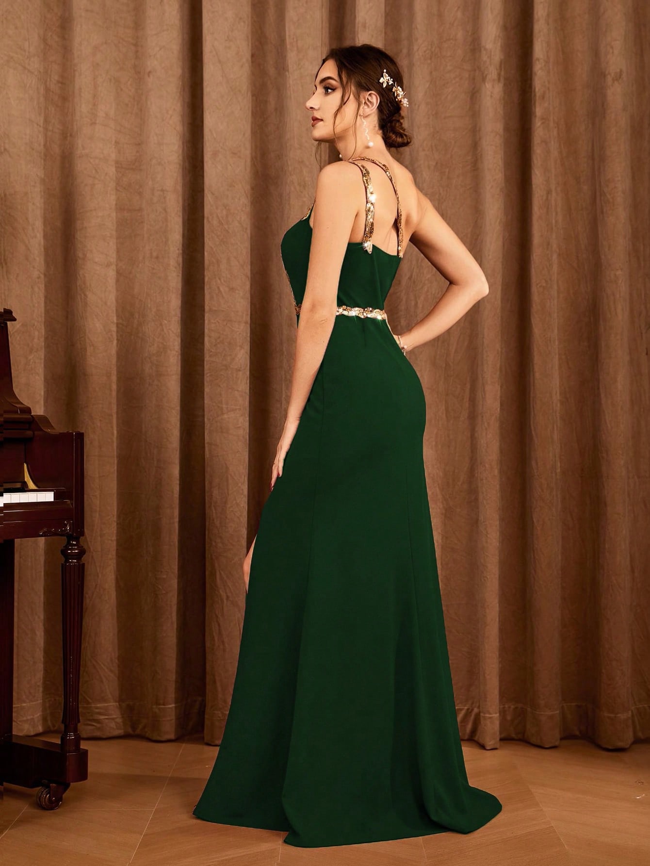 Leely Elegant One Shoulder Sleeveless Evening Gown