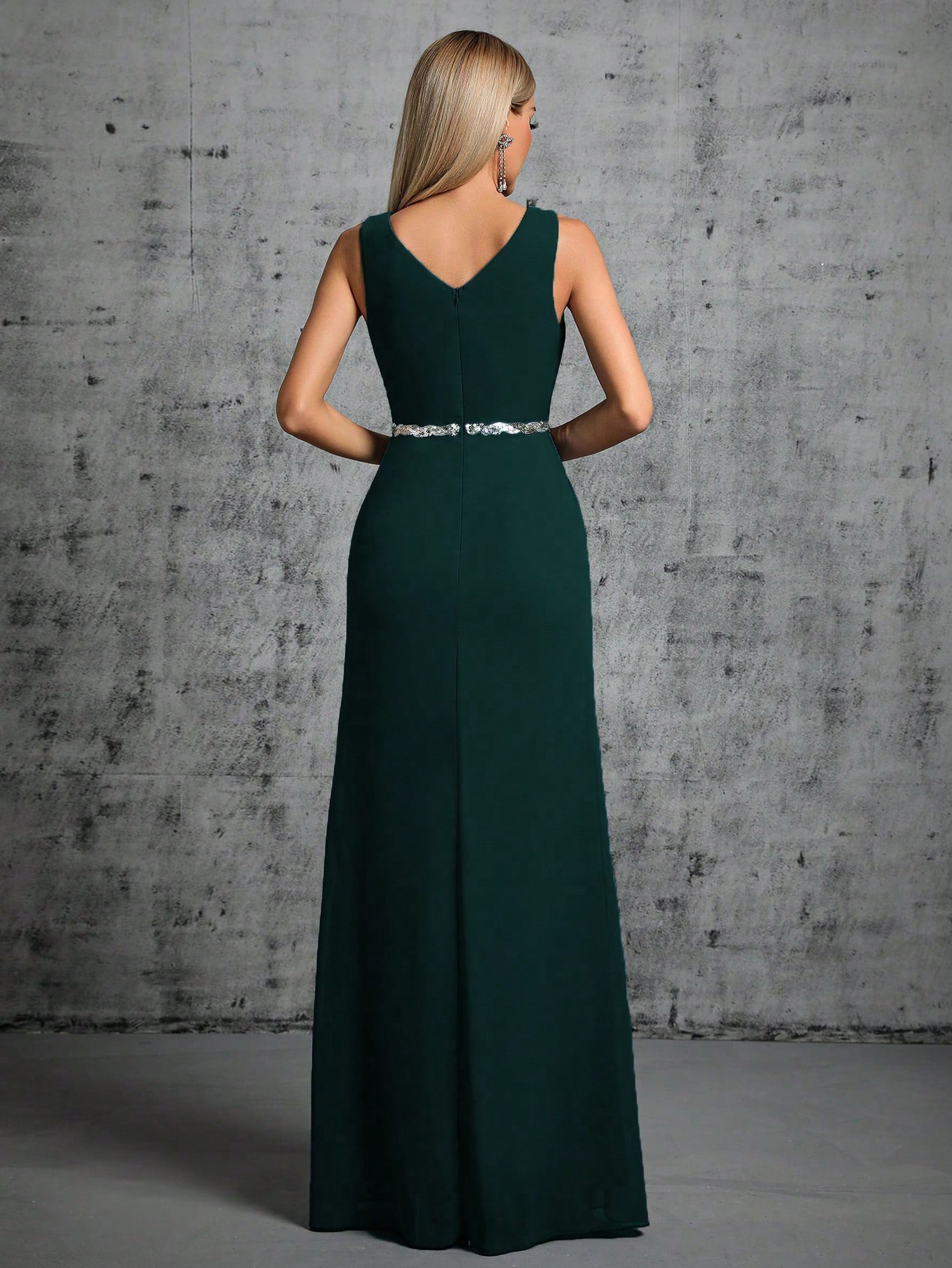 Leely Women's Elegant V Neck Sleeveless Party Dress