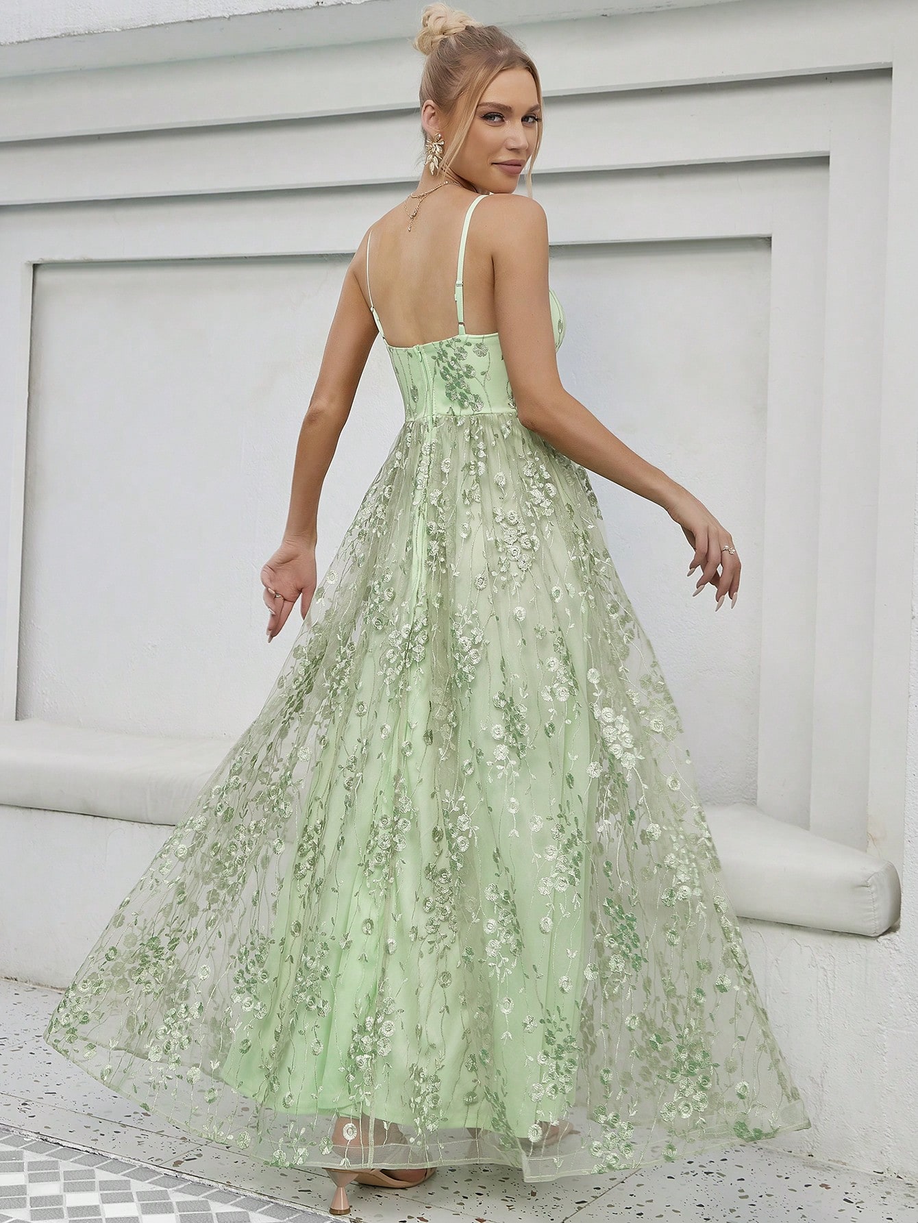 Leely Women's Elegant Spaghetti Straps Sleeveless Party Dress