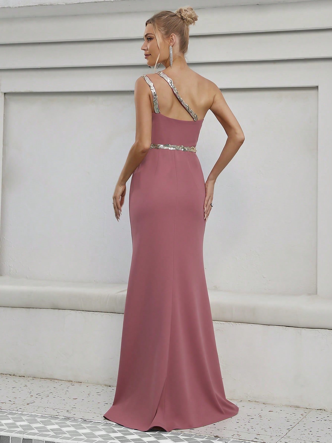 Leely Elegant One Shoulder Sleeveless Mermaid Party Dress