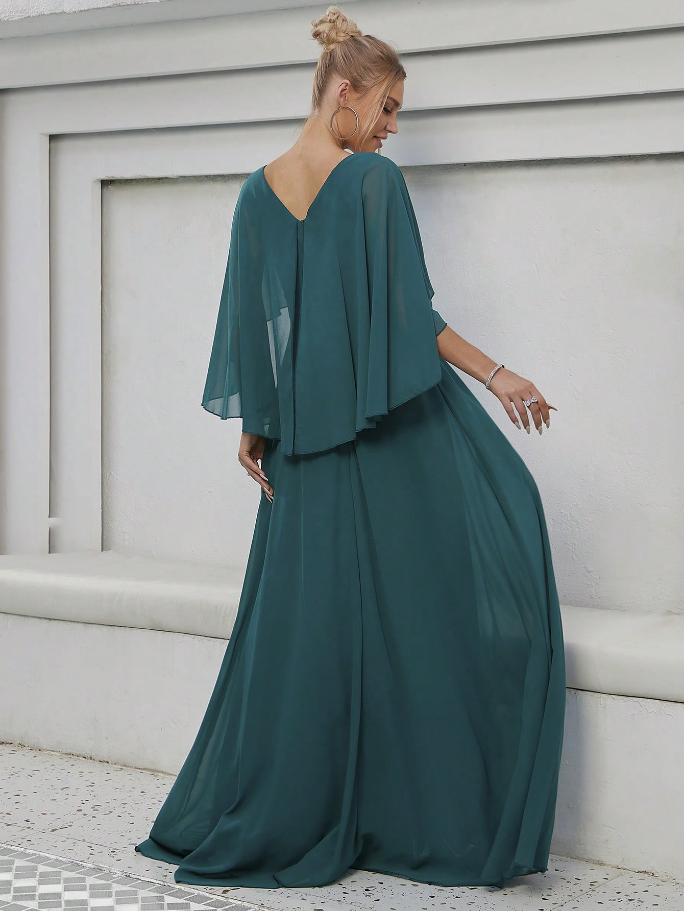 Leely Elegant V Neck Cloak Sleeve A-line Party Dress