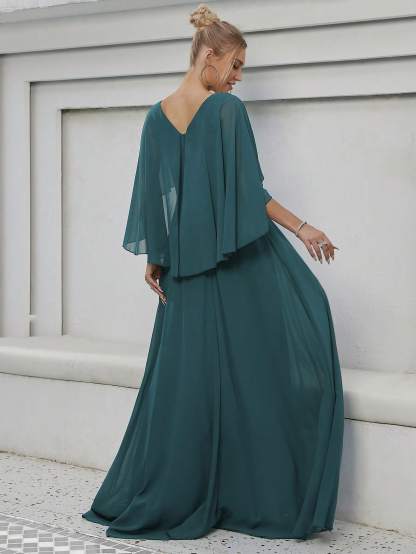 Leely Elegant V Neck Cloak Sleeve A-line Party Dress
