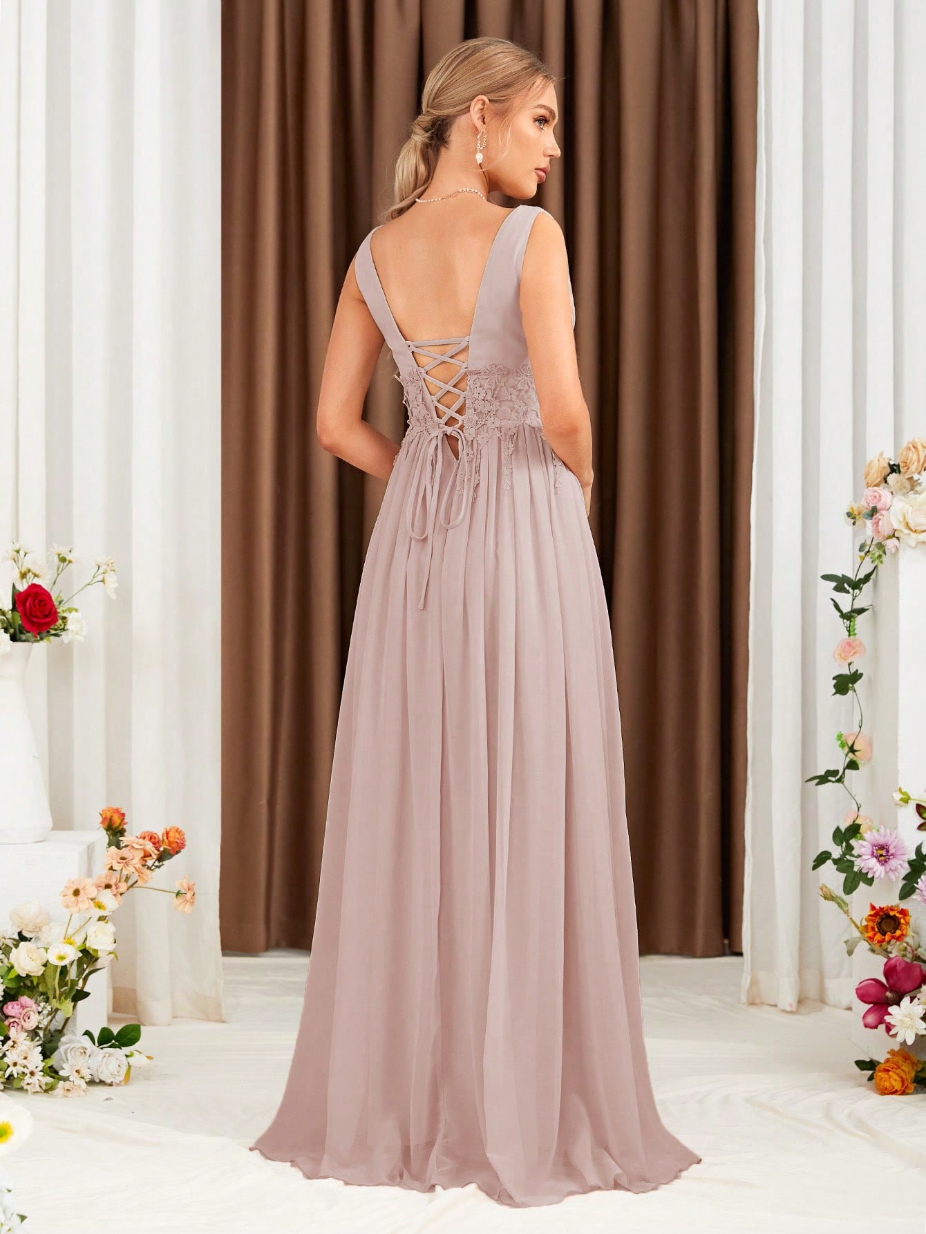 Leely Elegant V Neck Sleeveless A-line Party Dress