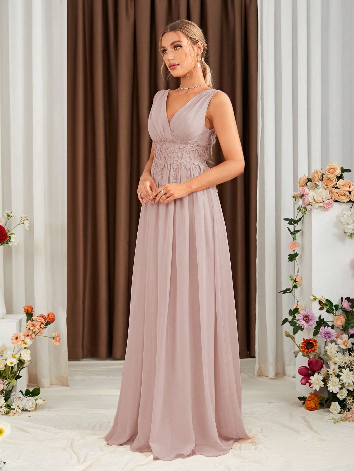 Leely Elegant V Neck Sleeveless A-line Party Dress