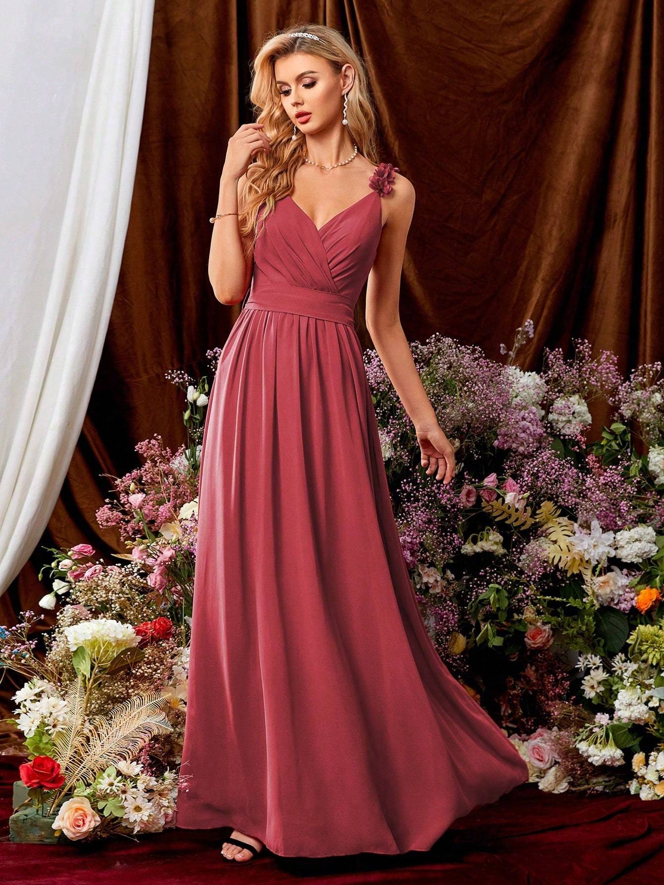 Leely Elegant V Neck Sleeveless A-line Party Dress
