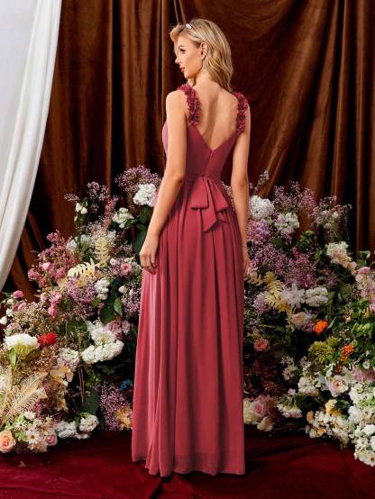 Leely Elegant V Neck Sleeveless A-line Party Dress