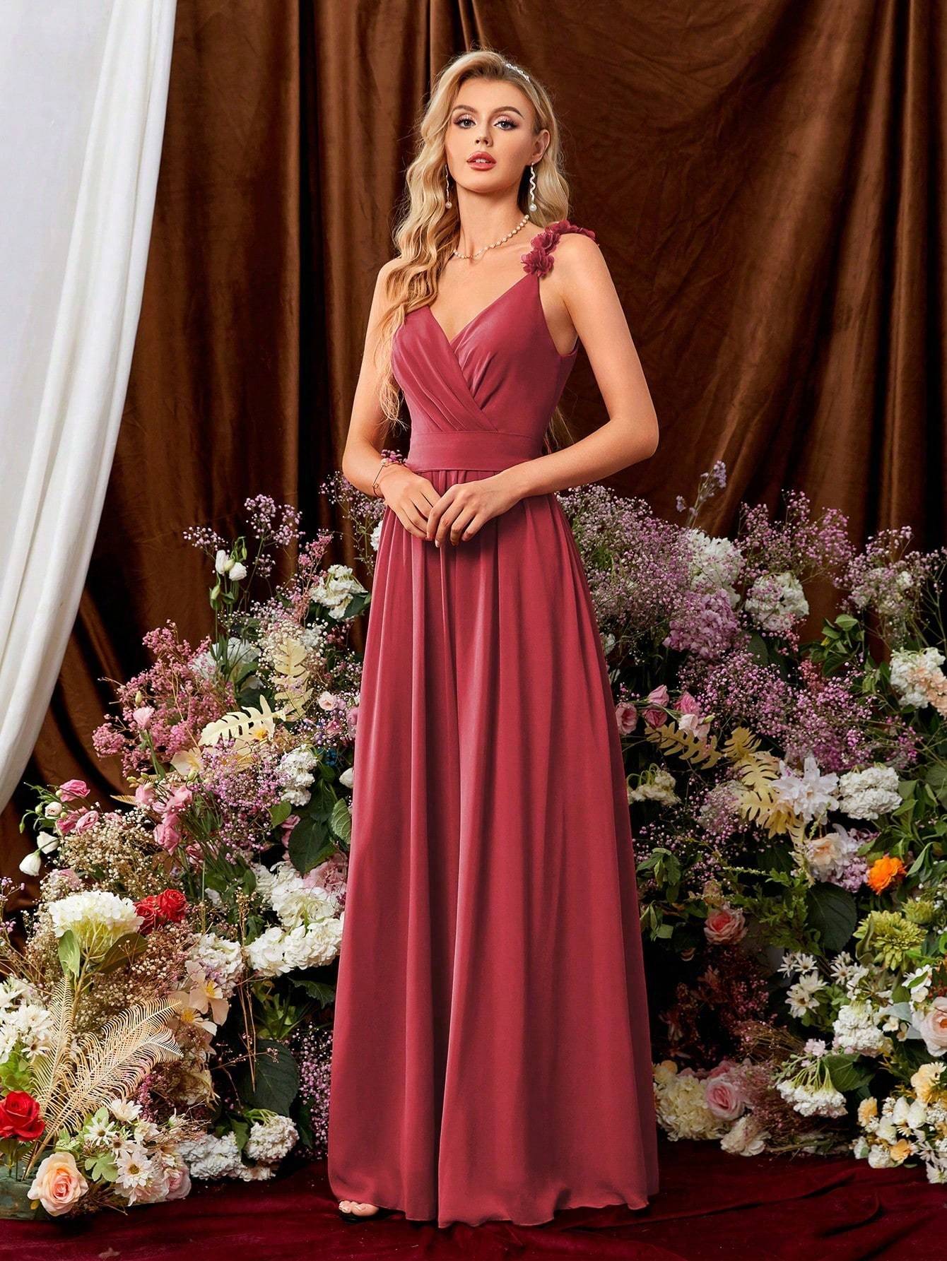 Leely Elegant V Neck Sleeveless A-line Party Dress