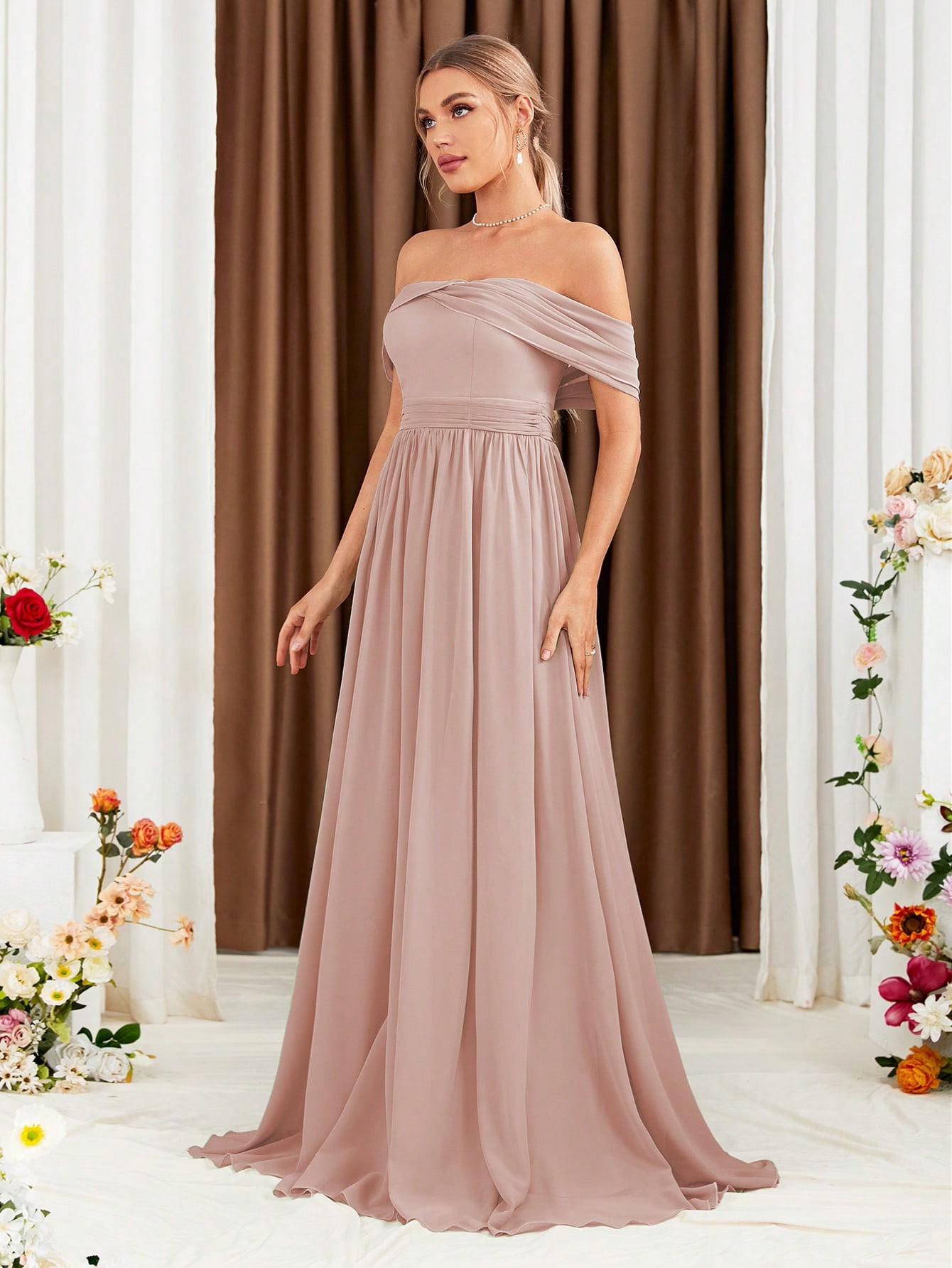 Leely Elegant Off The Shoulder Sleeveless A-line Wedding Dress