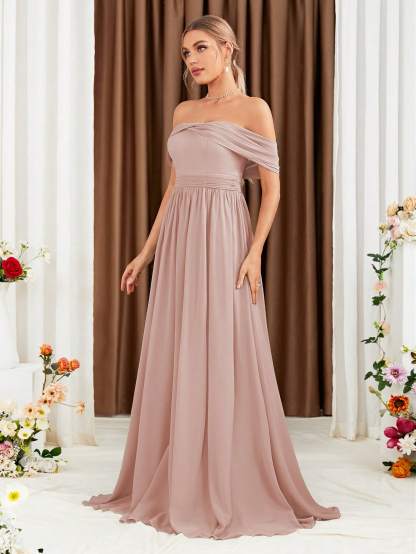 Leely Elegant Off The Shoulder Sleeveless A-line Wedding Dress