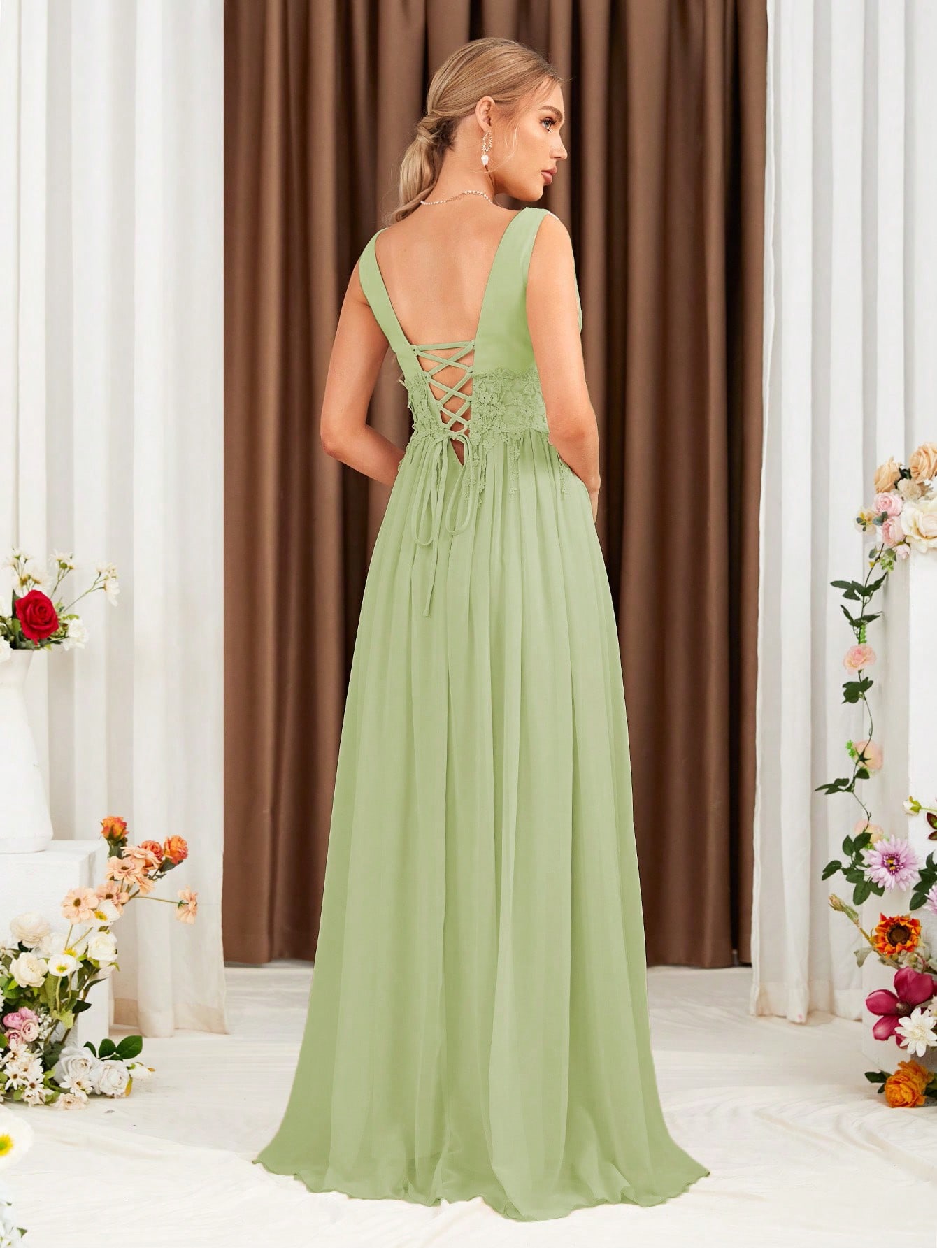 Leely Elegant V Neck Sleeveless A-line Party Dress