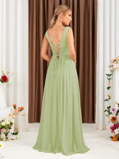 Leely Elegant V Neck Sleeveless A-line Party Dress
