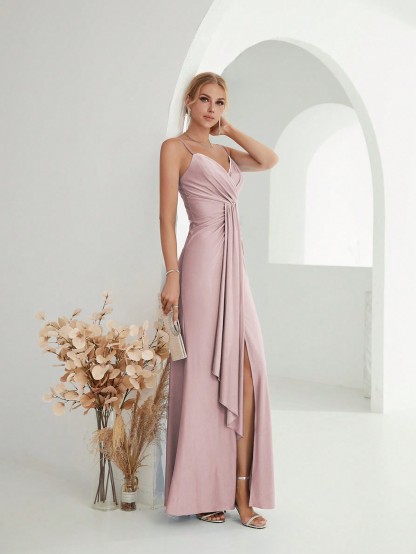 Leely Women's Elegant Spaghetti Straps Sleeveless Party Dress