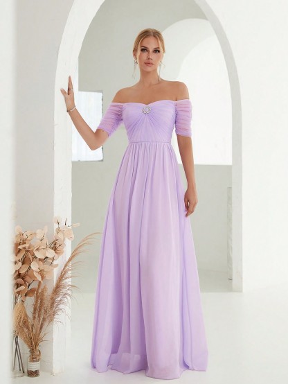 Leely Women's Elegant Sweetheart Cloak Sleeve Lace A-Line Dress