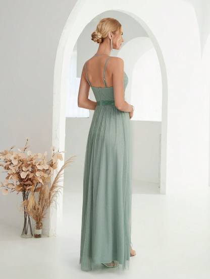 Leely Women's Elegant Spaghetti Straps Sleeveless Party Dress