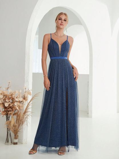 Leely Women's Elegant Spaghetti Straps Sleeveless Party Dress