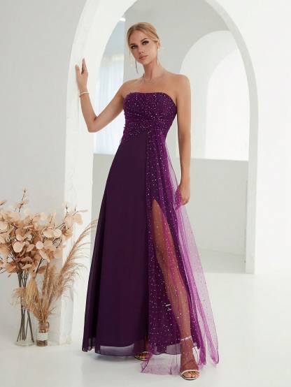 Leely Women's Elegant Sweetheart Cloak Sleeve Lace A-Line Dress