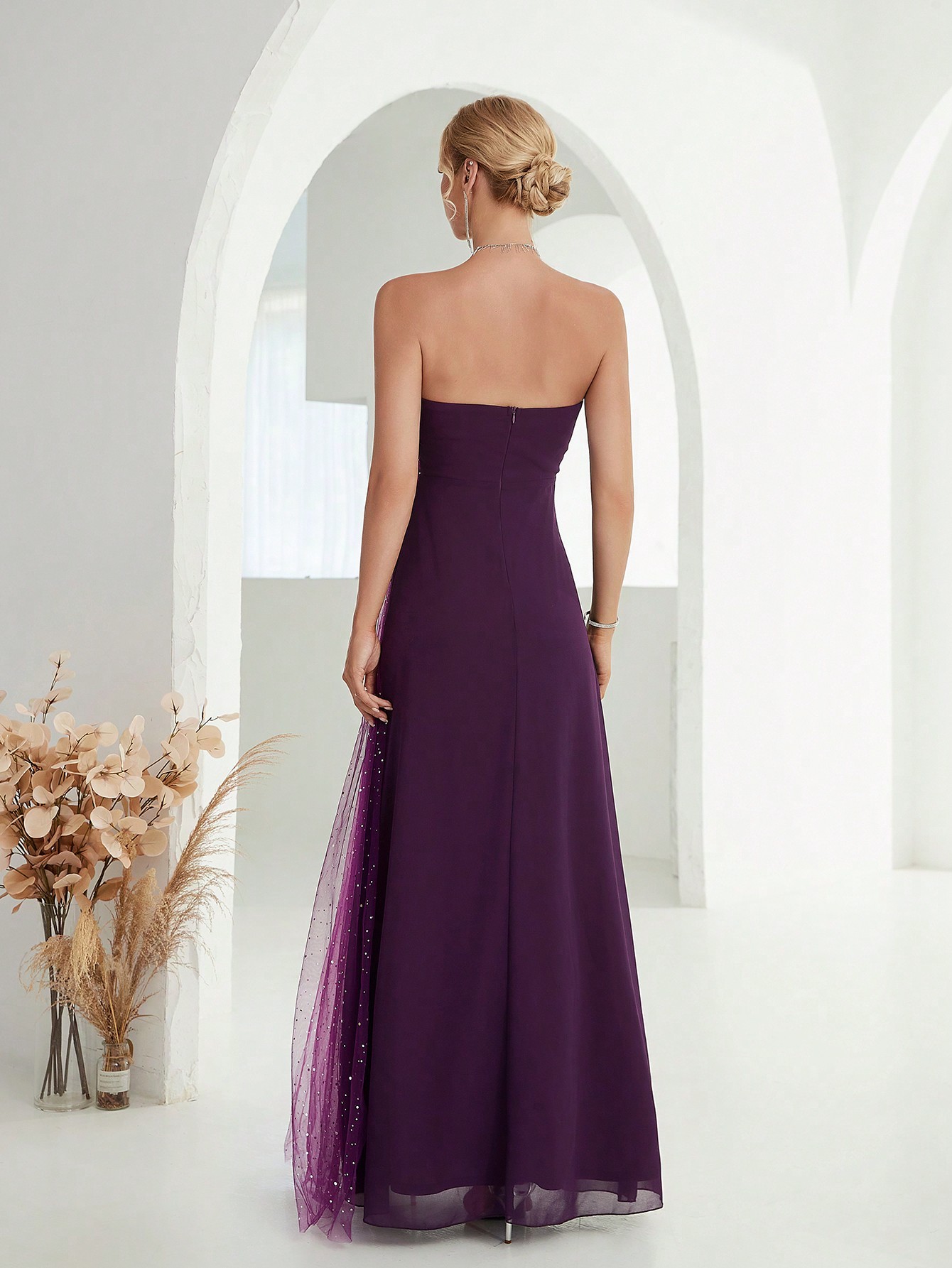 Leely Women's Elegant Strapless Sleeveless Party Dress