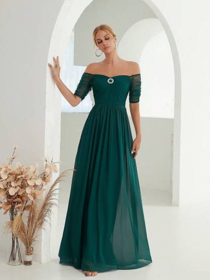Leely Women's Elegant Sweetheart Cloak Sleeve Lace A-Line Dress
