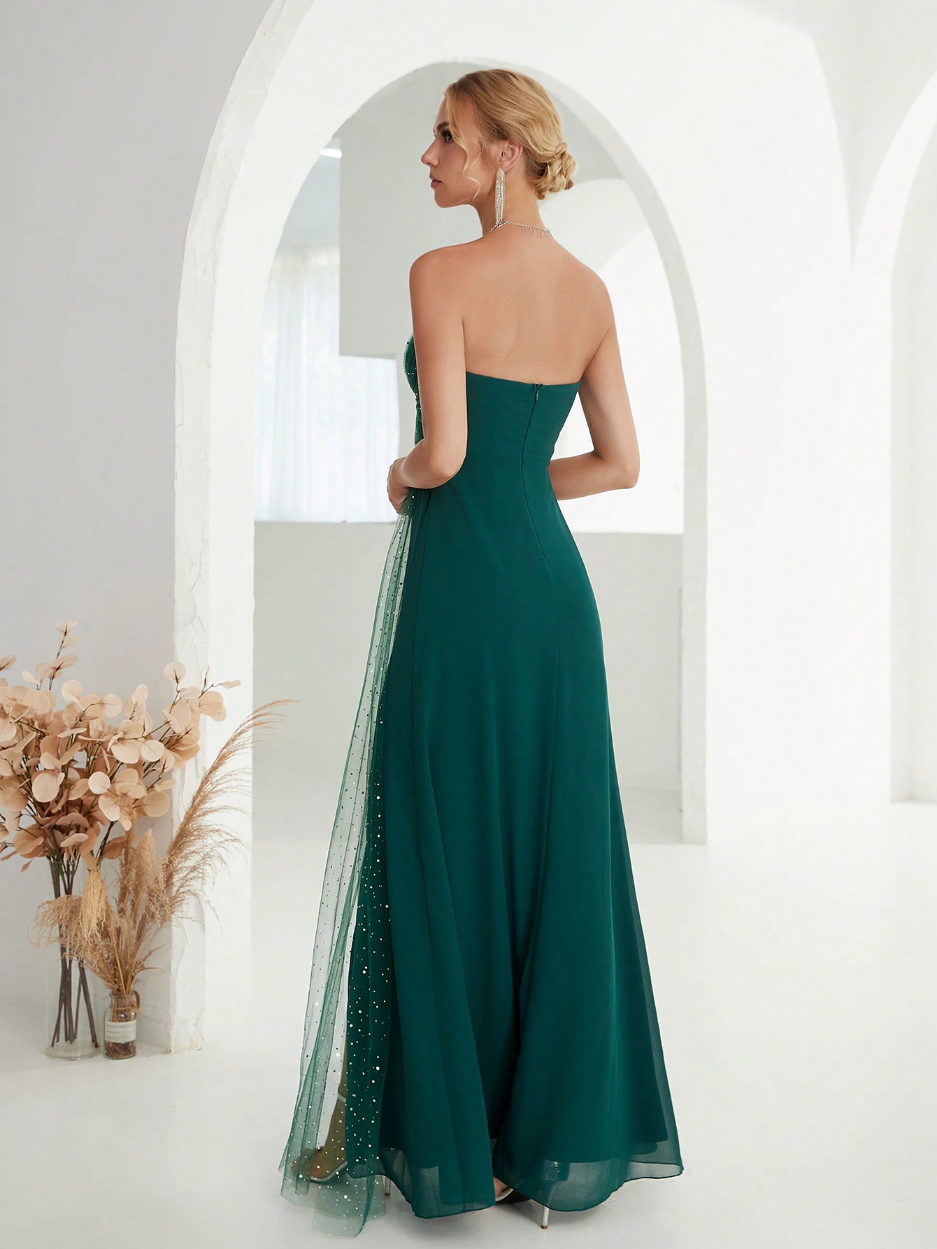 Leely Women's Elegant Strapless Sleeveless Party Dress